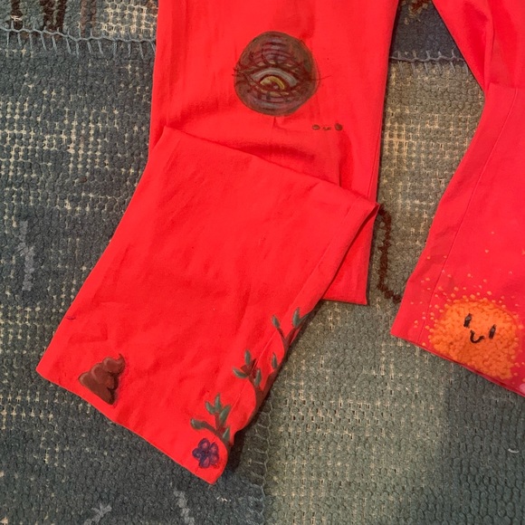 Hand painted straight legged bright coral BCBG Maxmara Slack size 8 - Picture 10 of 16